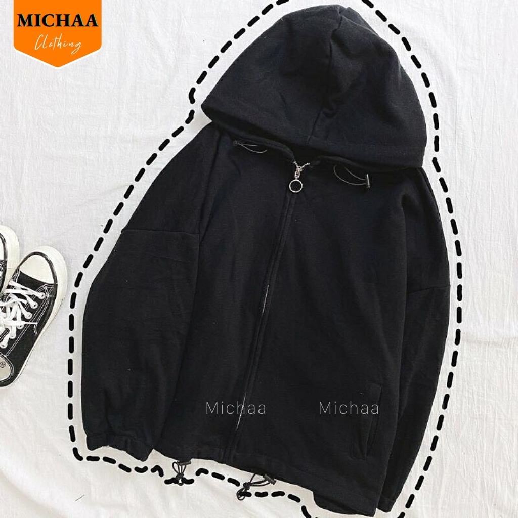 Áo Khoác Nỉ Trơn Dây Kéo Zip Tròn Unisex Cho Nam Và Nữ Ulzzang - MICHAA