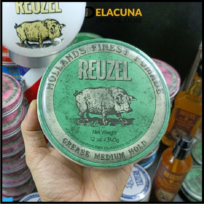 Sáp vuốt tóc nam Reuzel 340g clay wax pomade chính hãng Delacuna R340