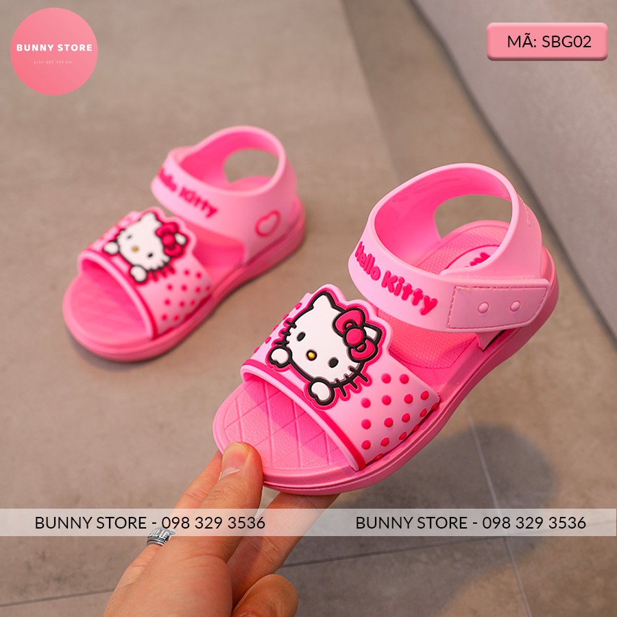 Giày sandal cho bé gái hình mèo Kitty màu hồng chấm bi dễ thương đế mềm chống trượt size từ 14 đến 18cm BUNNY STORE BN06