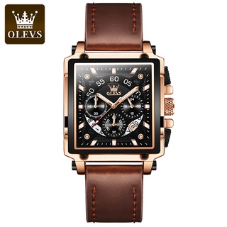 Đồng hồ OLEVS 9919 mặt hình vuông với dây đeo bằng da thú chống thấm nước đa năng thời trang ch thumbnail