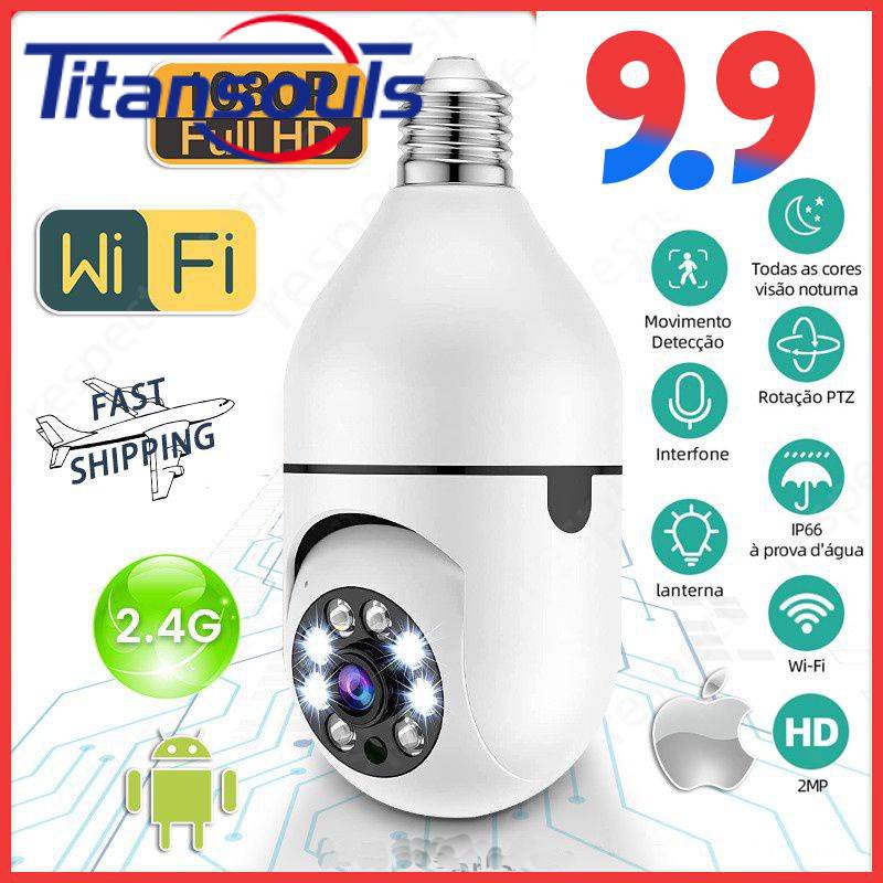 Sẵn Sàng✅E27 Camera Giám Sát 180P HD 360 &deg; Wifi Chống Nước Camera An Ninh 4X Zoom Kỹ Thuật Số 2 Chiều Thảo Luận Đầy Đủ màu Sắc Nhìn Xuyên Đêm Bóng Đèn Máy Ảnh Cao Cấp TTS