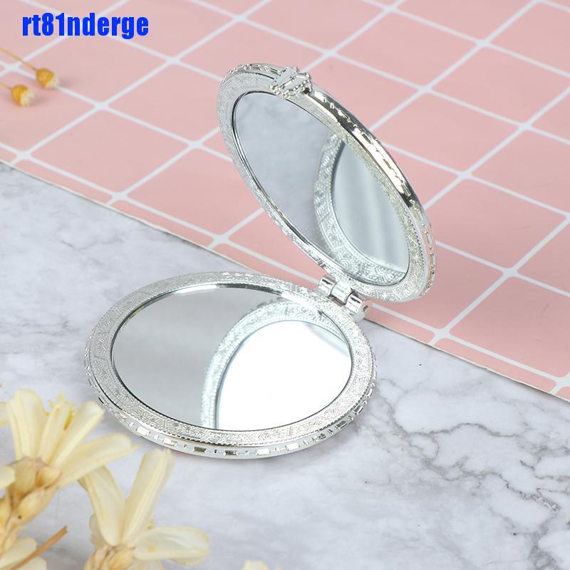 [Hàng mới về] Gương trang điểm dạng gập hai mặt mini bỏ túi thiết kế vỏ in họa tiết hoa phong cách vintage