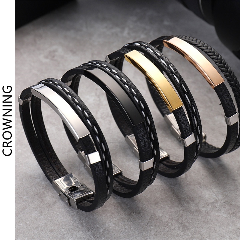 Vòng Tay Dây Da Bện Có Thể Điều Chỉnh Phong Cách Âu Mỹ Cho Nam Và Nữ F738