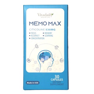 Viên Uống Tuần Hoàn Não, Bổ Não, Tăng Cường Trí Nhớ Memo Max Citicoline 500mg 30 Viên Của Mỹ