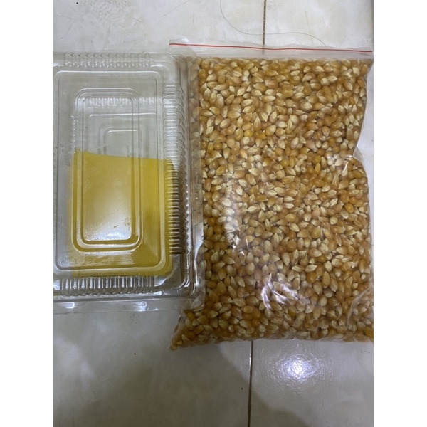 Sét làm bắp rang bơ thơm ngon tự làm tại nhà gồm 1kg ngô, 300g bơ