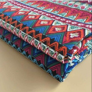 Vải bố/ vải canvas họa tiết thổ cẩm đỏ may khăn trải bàn, rèm cửa, ghế sofa, giỏ xách bền đẹp