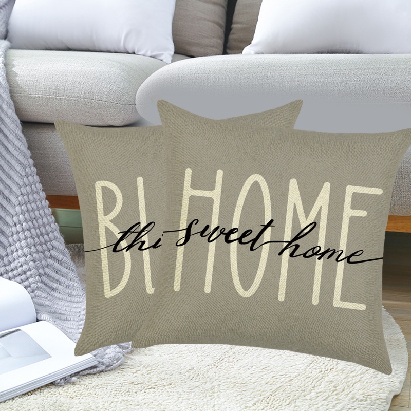 Bộ 4 Vỏ Gối Vải Lanh In Hình Chậu Cây Bạch Đàn / Lá Bạch Đàn / Chữ Cái Trang Trí Nhà Cửa / Văn Phòng