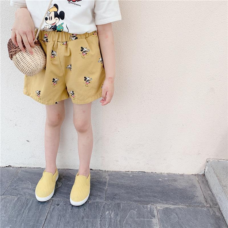 Quần Short Vải Cotton Họa Tiết Hoạt Hình Chuột Mickey Thời Trang Mùa Hè Cho Bé
