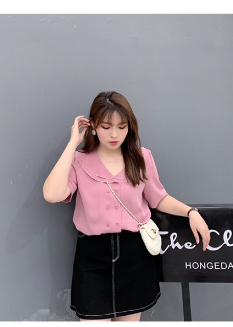 Áo sơ mi kiểu big size cổ sen tầng 2 hàng nút size lớn 65-100kg