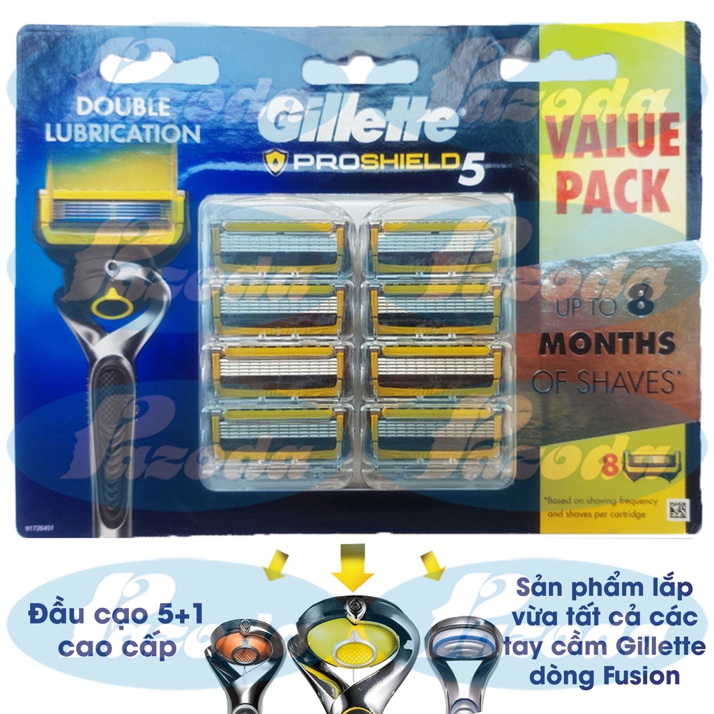 Hộp 8 lưỡi dao cạo râu Gillette Proshield5 (đầu cạo 5+1)