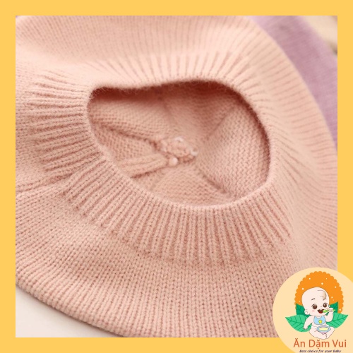 Mũ nồi len Beret màu trơn dệt kim phong cách hàn quốc cho bé trai bé gái từ 6 tháng đến 3 tuổi