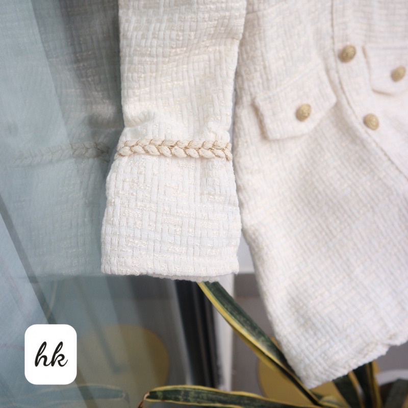 Váy Dạ tweed trắng cúc đồng, Chất đẹp - December Fashion | BigBuy360 - bigbuy360.vn