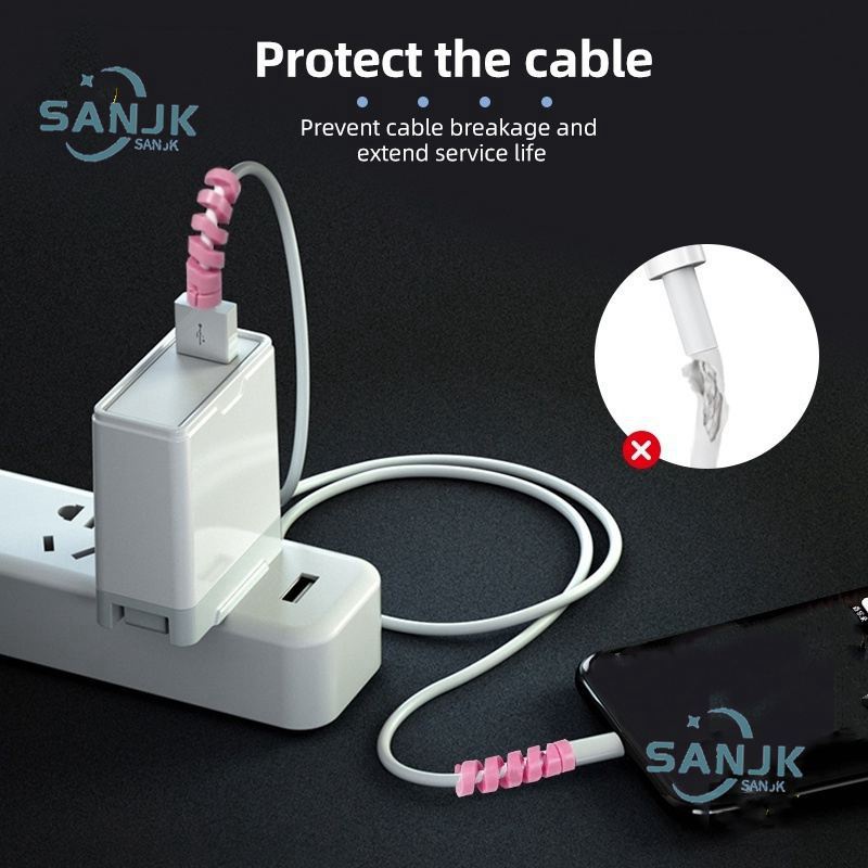 Bộ 2 Vỏ Bọc Bảo Vệ Dây Cáp Sạc / Tai Nghe Hình Xoắn Ốc