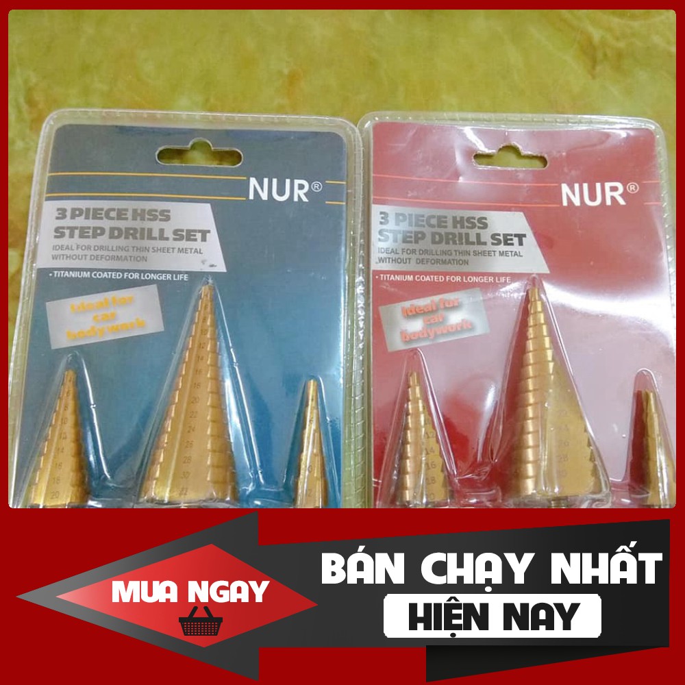 [ HÀNG CHÍNH HÃNG - GIÁ SẬP SÀN ] Bộ 3 mũi khoan tháp chuôi lục giác 4 - 32 mm chính hãng NUR(CHO KHÁCH XEM HÀNG)