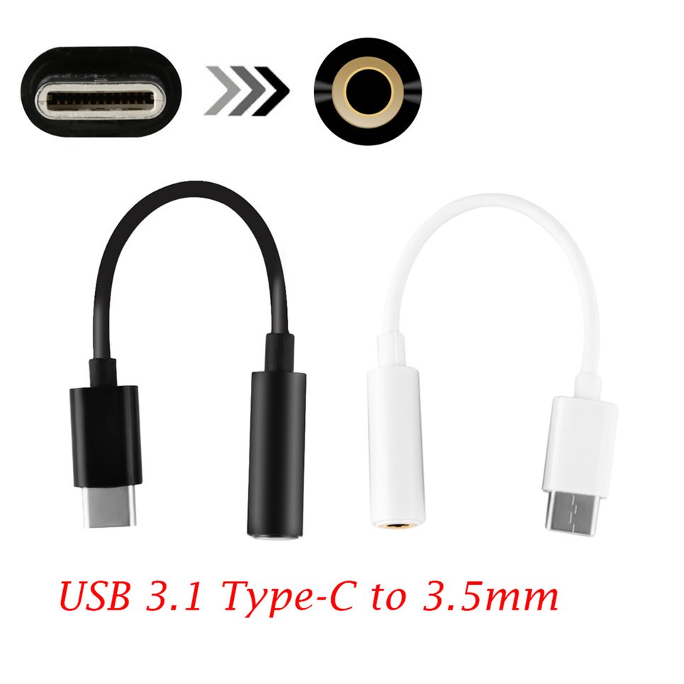 Type-C to 3.5mm Earphone Cable USB-C Male to 3.5 Female Audio Jack Adapter