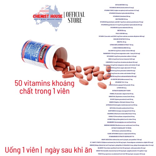 [Hàng Chuẩn ÚC] Swisse Women's Ultivite Multivitamin - 50 Vitamin TRONG 1 VIÊN dành cho Nữ DATE 2022,2023 | BigBuy360 - bigbuy360.vn