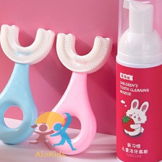 Combo bàn chải đánh răng chữ u, kem đánh răng tạo bọt cho bé shop alokidstb