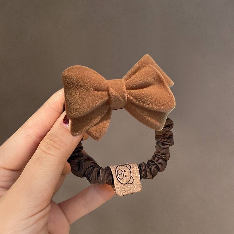 Dây Buộc Tóc Cao Su Bọc Da Đính Nơ Phong Cách Hàn Quốc Cho Nữ