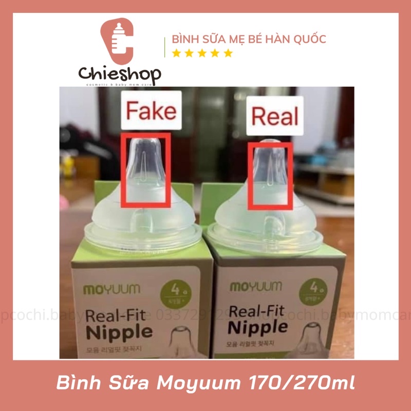 Núm Ti Bình Sữa Moyuum 1/2/3/4 siêu mềm Hàn quốc