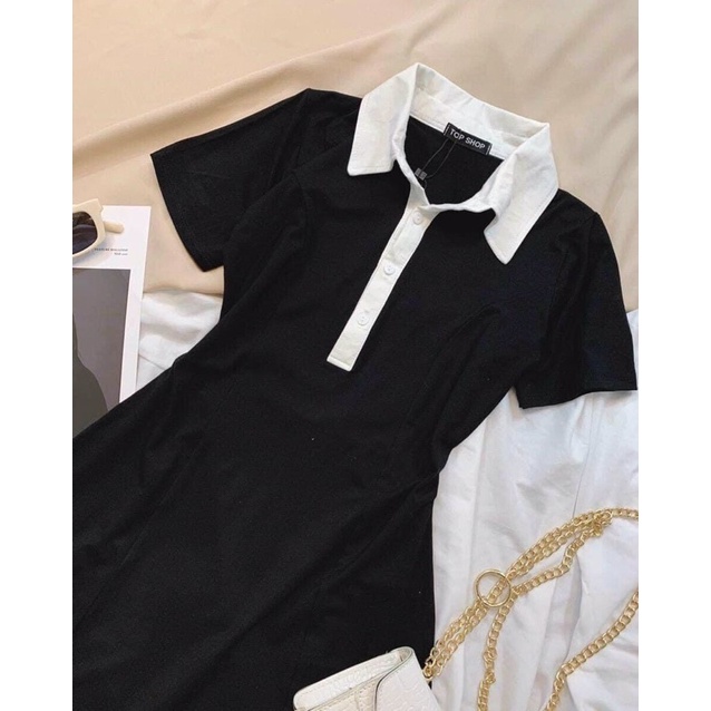 Đầm PoLo đen cổ viền trắng siêu xinhhh | BigBuy360 - bigbuy360.vn