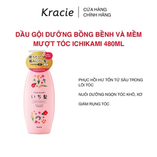 Dầu gội Ichikami 480ml dưỡng tóc mỏng dày mượt bồng bềnh - Giảm gãy rụng - Kích thích mọc tóc