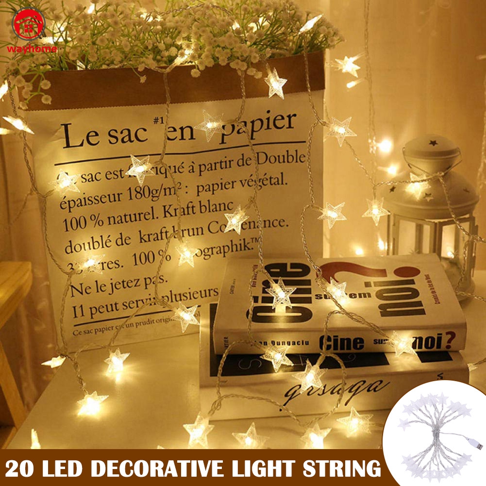 Dây đèn LED 20 bóng hình ngôi sao dành cho trang trí tiệc