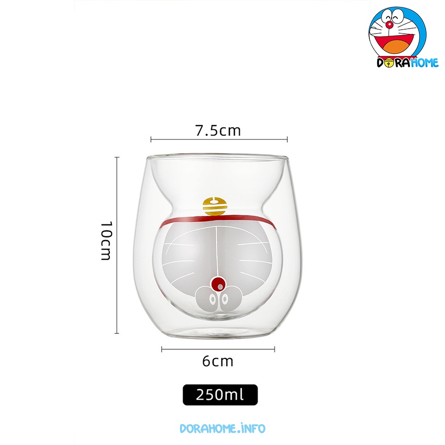 Ly Cốc Thủy Tinh Cách Nhiệt Doraemon Doremon 3D Cute Dễ Thương GD0011