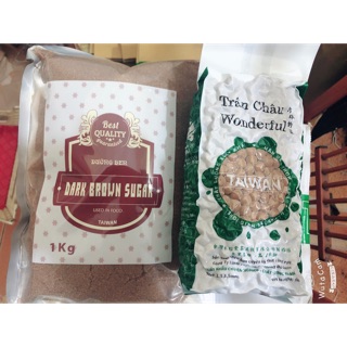 Combo 1kg đường nâu+ 1kg trân châu Đài Loan làm Trà sữa chân trâu, đậu hũ trân châu đường đen