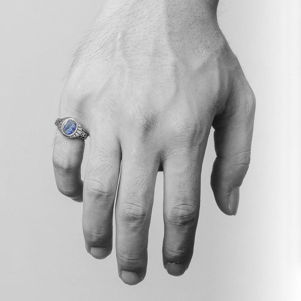 Nhẫn bạc nam HeliSilver Gothic Lapis Lazuli