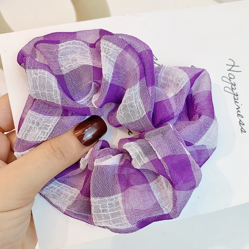 Dây buộc tóc Scrunchies kẻ caro xinh xắn HD69