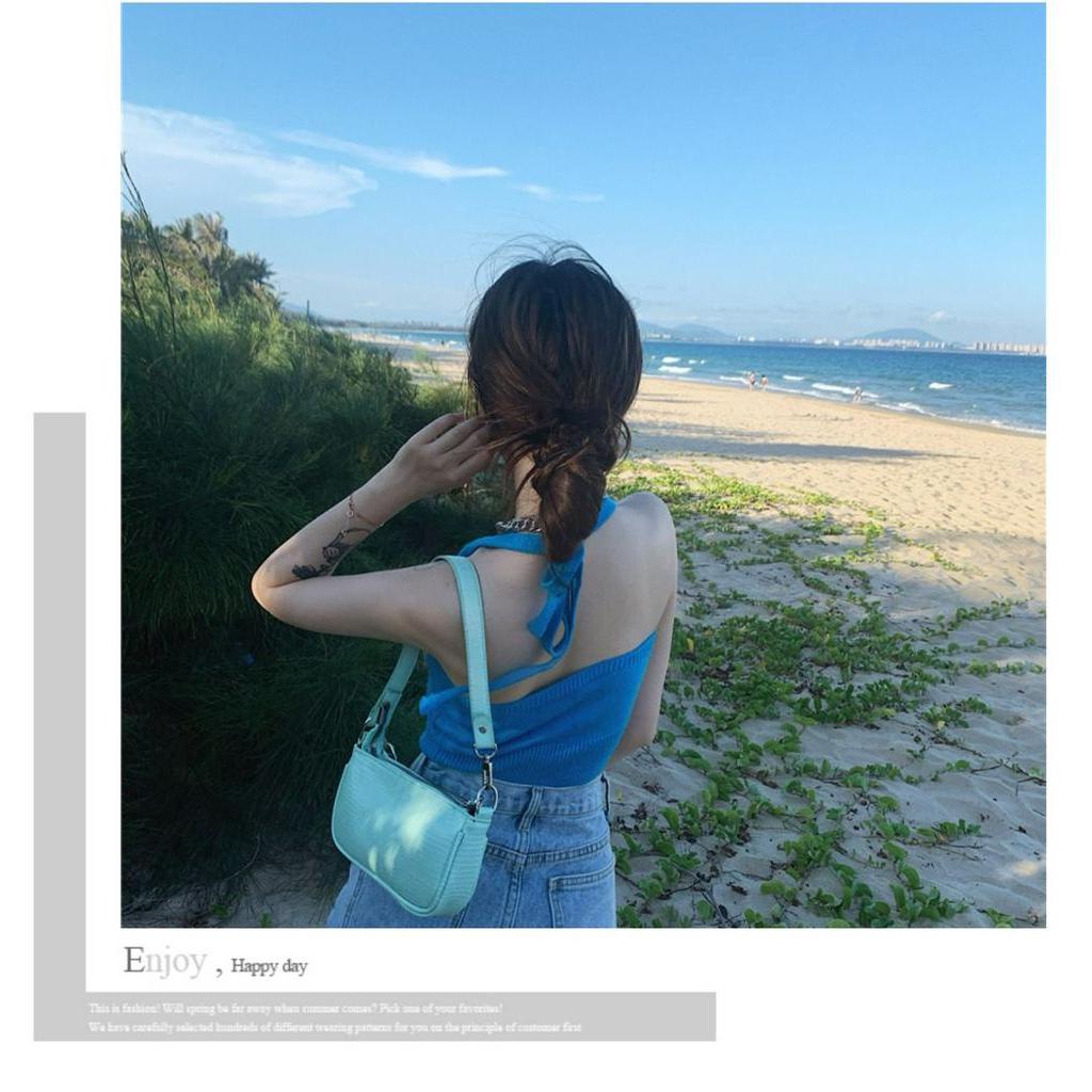 DUNEA Áo Hai Dây Dệt Kim Cổ Chữ V Gợi Cảm Cho Nữ