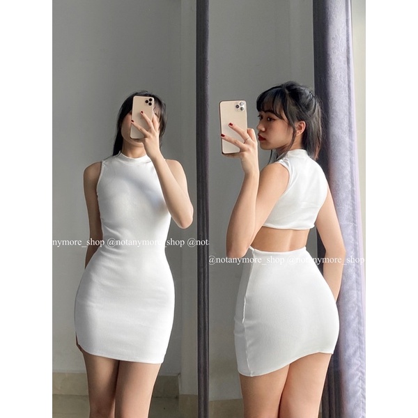 Đầm Body Cổ Lọ Hở Lưng ⚡FREESHIP⚡ Sexy, Tôn Dáng, Thích Hợp Đi Chơi, Dạo Phố,...