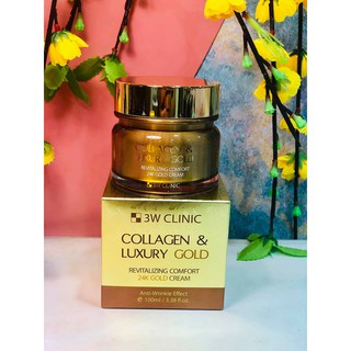 Kem dưỡng trắng da, ngăn ngừa lão hoá từ collagen và vàng 24K 3W Clinic Collagen & Luxury Gold Cream 100ml