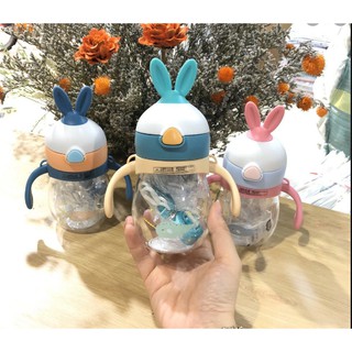 Bình uống nước chống sặc tai thỏ  cao cấp  cho bé ( loại có dây đeo ) và loại hình con heo