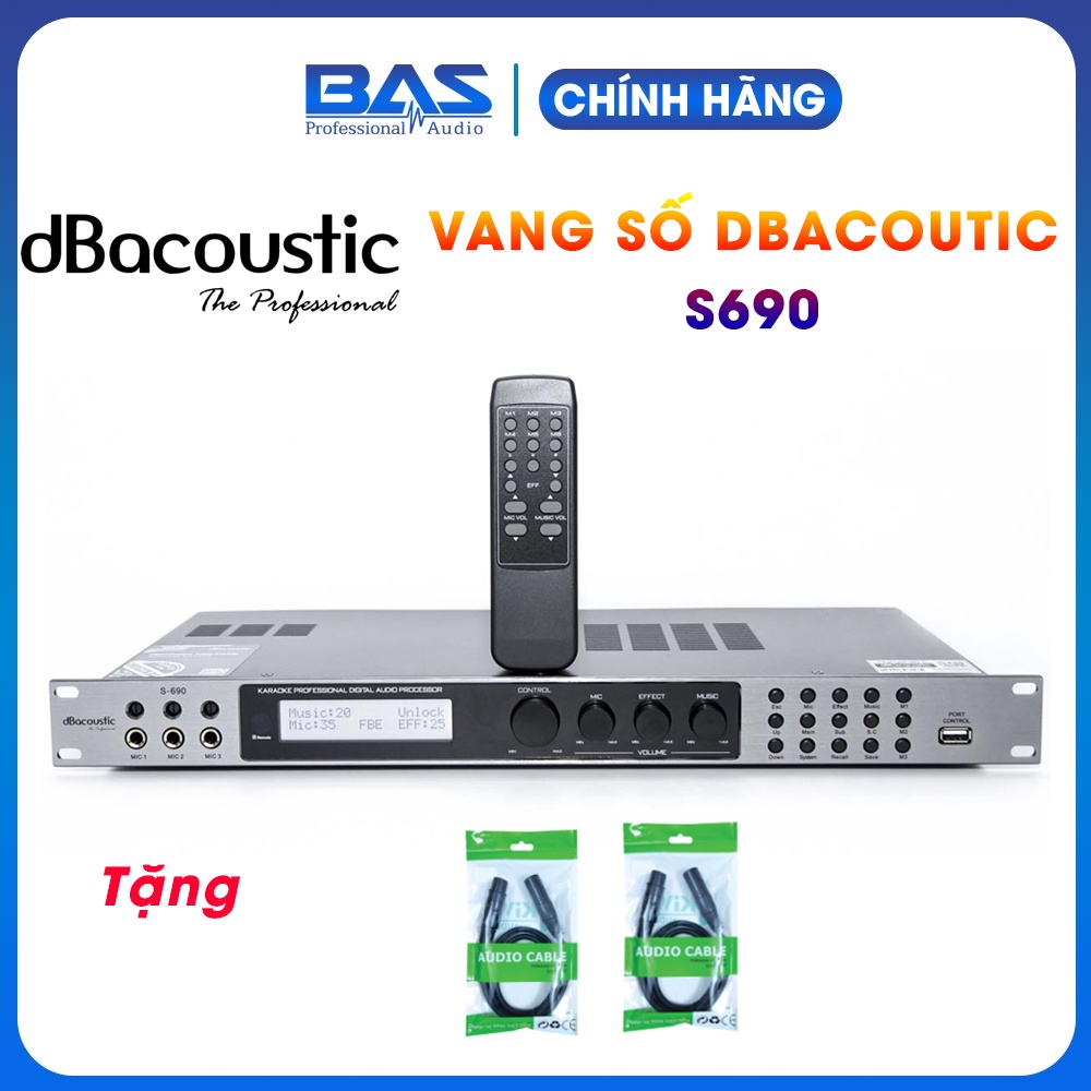 dBacoustic S690 _ Vang số karaoke chuyên nghiệp, bộ xử lý DSP lõi kép tốc độ cao 64 bit, tặng 2 dây canon Kiwi