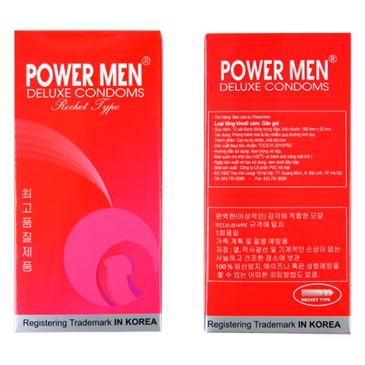 Bao Cao Su POWER MEN Rocket Gân Gai Hộp 12 Cái