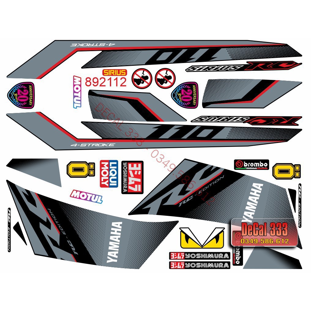 Tem Rời SIRIUS RC XÁM chỉ ĐỎ 892112 (Tem Chế 3 Lớp Chống Phai Màu)