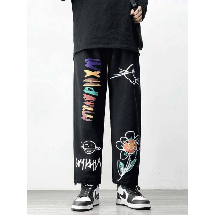 Quần Nỉ Nam Ống Rộng Có Dây Rút Gấu Mặc 2 Kiểu in Zombie Phong Cách Trẻ Trung Hot NEW UNISEX