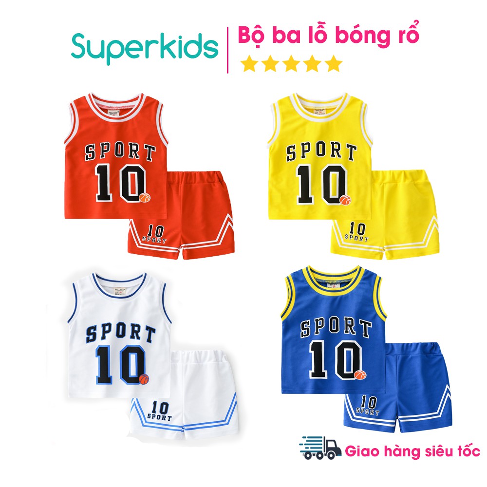 Bộ ba lỗ bóng rổ SPORT chất cotton cho bé 8-18kg QATE572