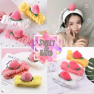 [ĐƯỢC YÊU THÍCH] Băng đô trái đào cài tóc rửa mặt dễ thương Hàn Quốc nhung mềm mịn (bờm tóc quả đào)