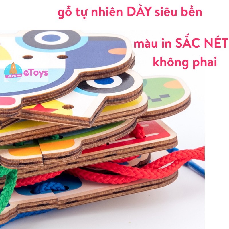 Đồ chơi gỗ giáo dục cho bé tăng trí sáng tạo tập trung khéo léo Bộ xâu dây 5 hình cực đẹp ETOYS