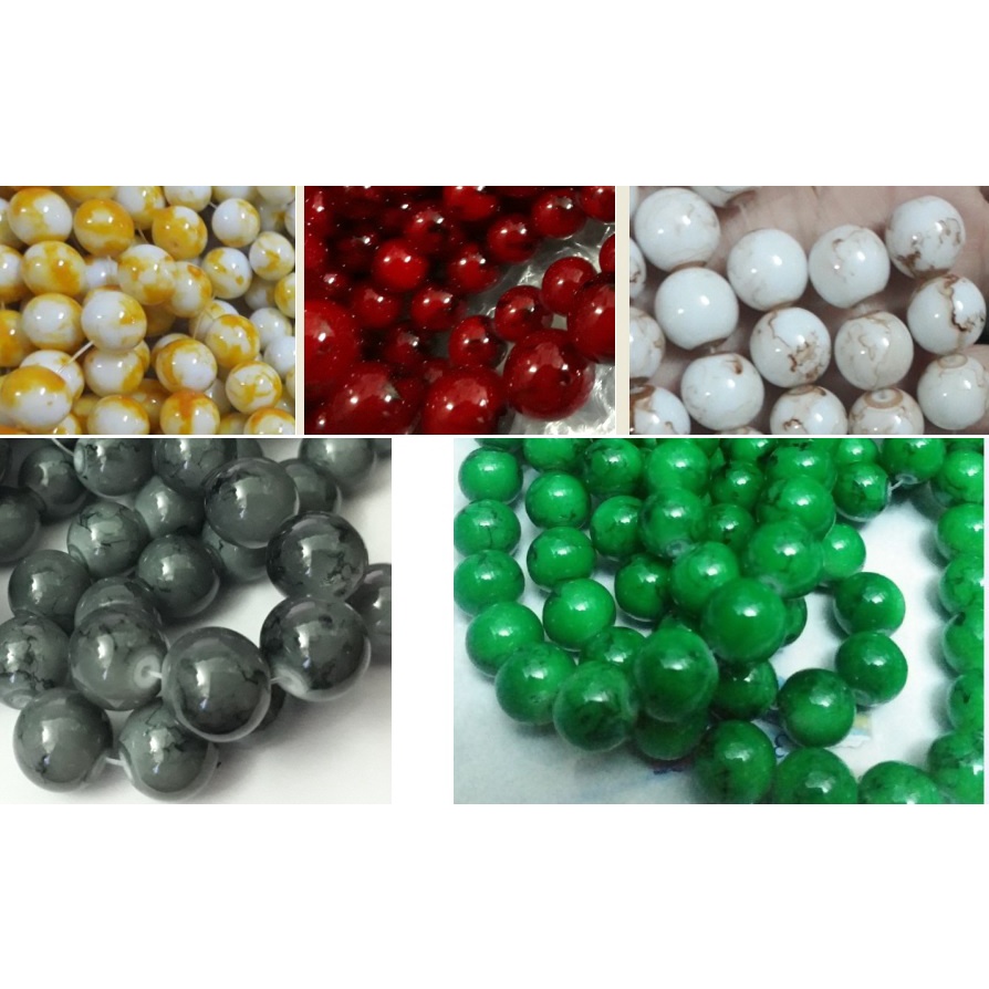 100gam size 8-10-12mm hạt đá nhân tạo làm vòng tay, vòng cổ