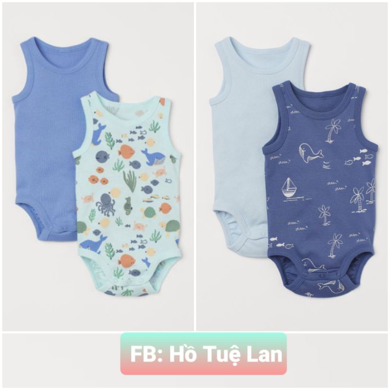 Set 2 bodychip ba lỗ bé trai HM auth