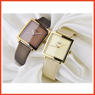 ĐỒNG HỒ NỮ VISER DÂY DA MẶT VUÔNG THỜI TRANG CỰC ĐẸP 2021