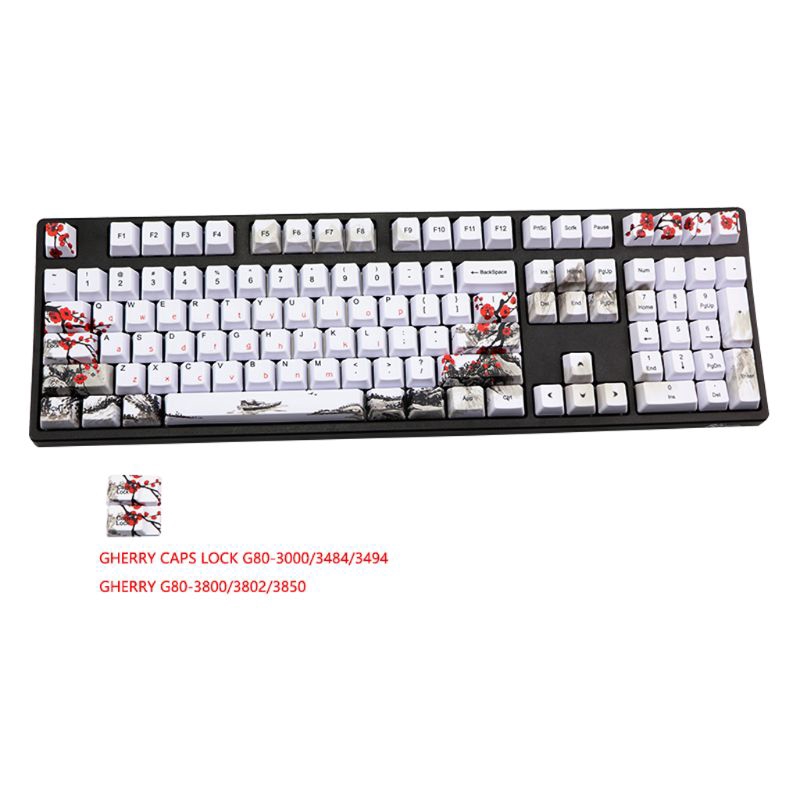 zzz* 5 Sides Dye-Sublimation 108 Keys PBT OEM Profile Keycap Wangjiang Plum Blossom