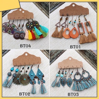 Bông tai nữ Bohemian thời trang nữ Set 3 đôi bông tai phong cách boho xinh đẹp