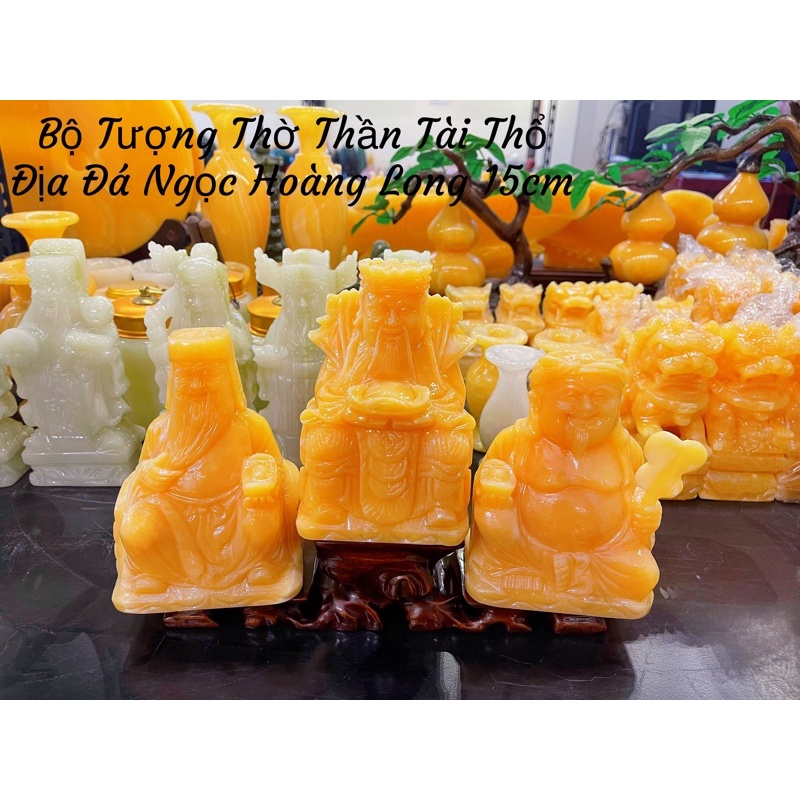 Bộ Tượng Thần Tài - Thổ Địa Đá Ngọc Hoàng Long Phong Thuỷ