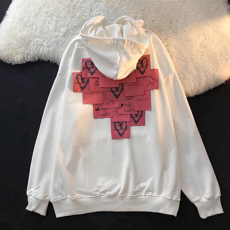 (ORDER) Hoodie nam/nữ hoạ tiết note tim và chữ