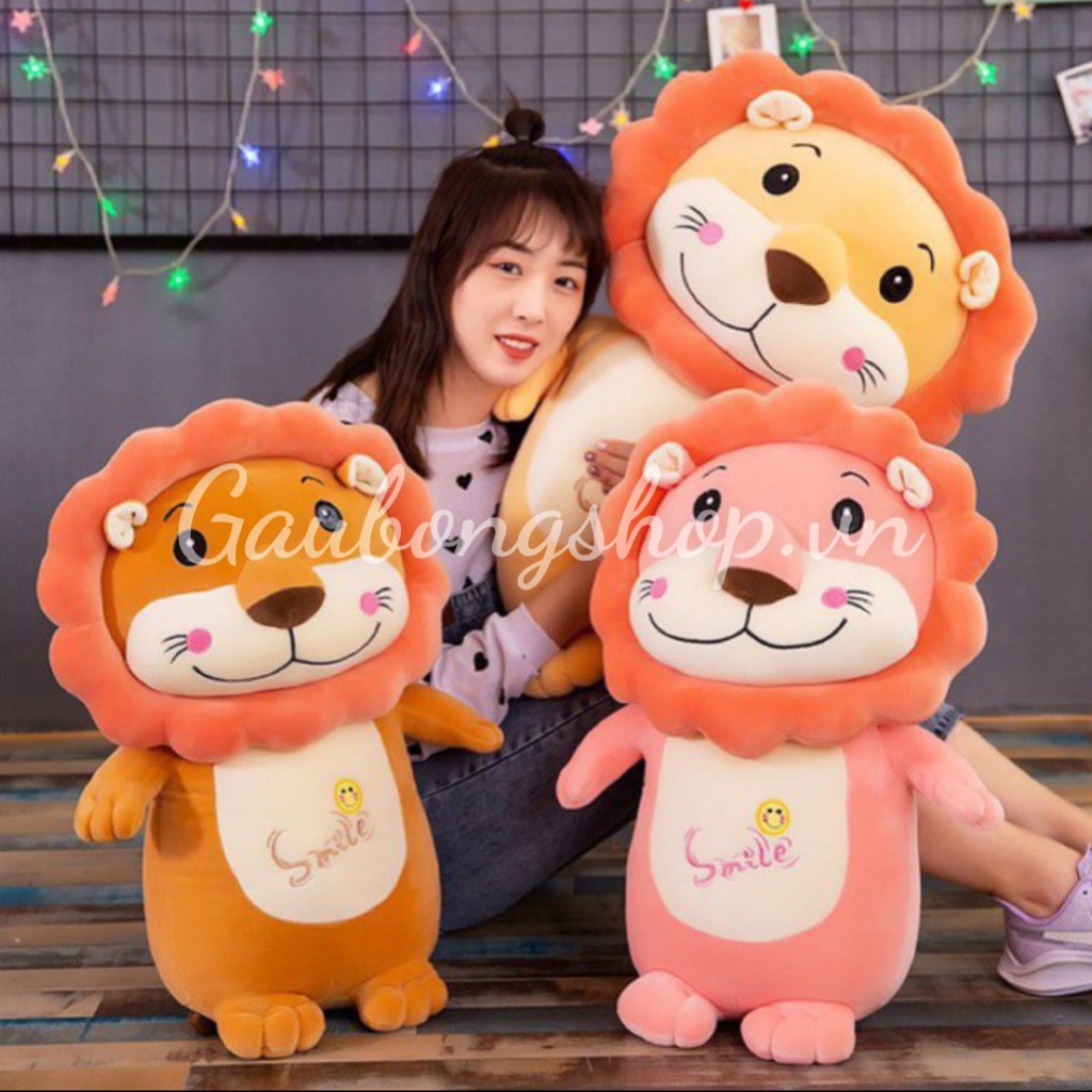 Gấu Bông Gối Ôm Sư Tử Smile Siêu Mịn Hàng Cao Cấp gaubongshop -m041