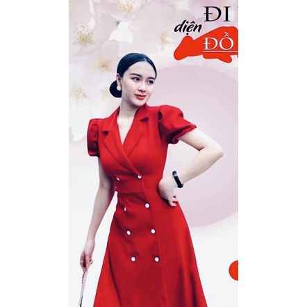 Váy Vest Công Sở Cao Cấp 40-70kg Vải Siêu Đẹp, Đầm Xoè Cổ Vest Tay Phồng